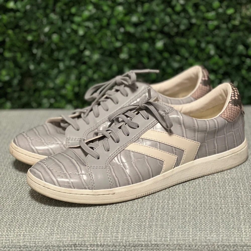 Dolce Vita Neo Sneakers Croc Snake Reptile Print Grey Silver Glitter Size 9 - Picture 2 of 2